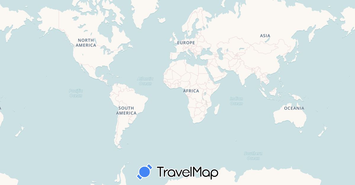 TravelMap itinerary: driving in Afghanistan, Bangladesh, Brunei, Bhutan, Indonesia, India, Laos, Myanmar (Burma), Malaysia, Nepal, New Zealand, Philippines, Pakistan, Singapore, Thailand, East Timor (Asia, Oceania)